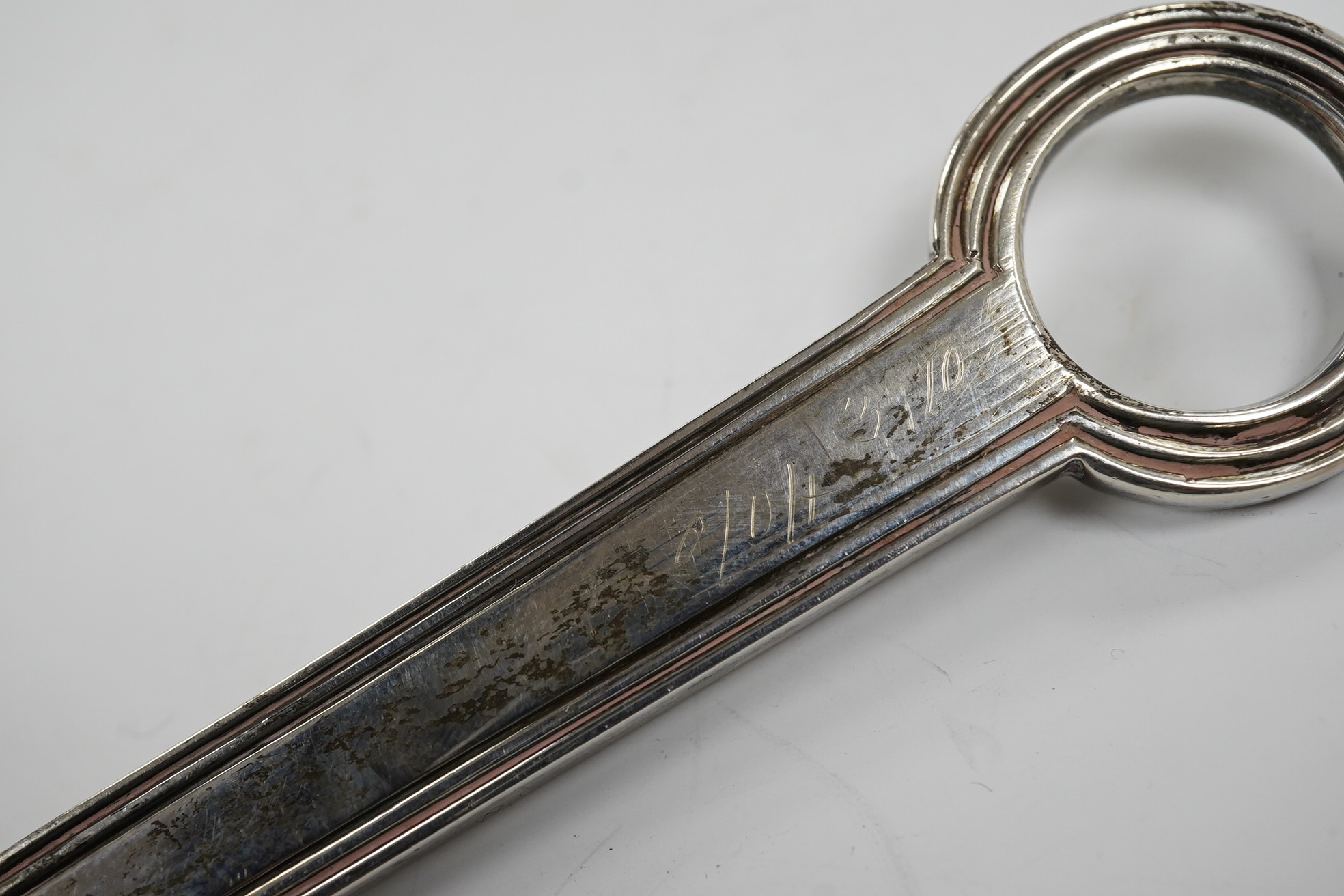 A Victorian silver meat skewer by George Adams, London, 1872, 35.8cm, 3.5oz. Condition - fair